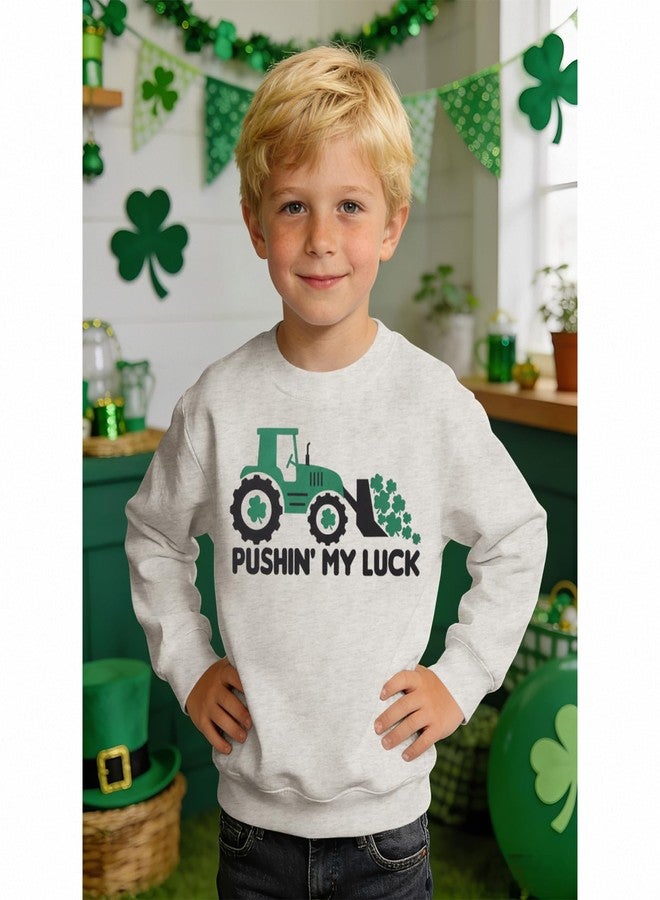 Blithestars Toddler Boy St. Patricks Day Sweatshirt Truck Shamrock Graphic Lucky Shirt Long Sleeve Irish Clover Pullover Tops (Grey, 4-5T) - Image 3