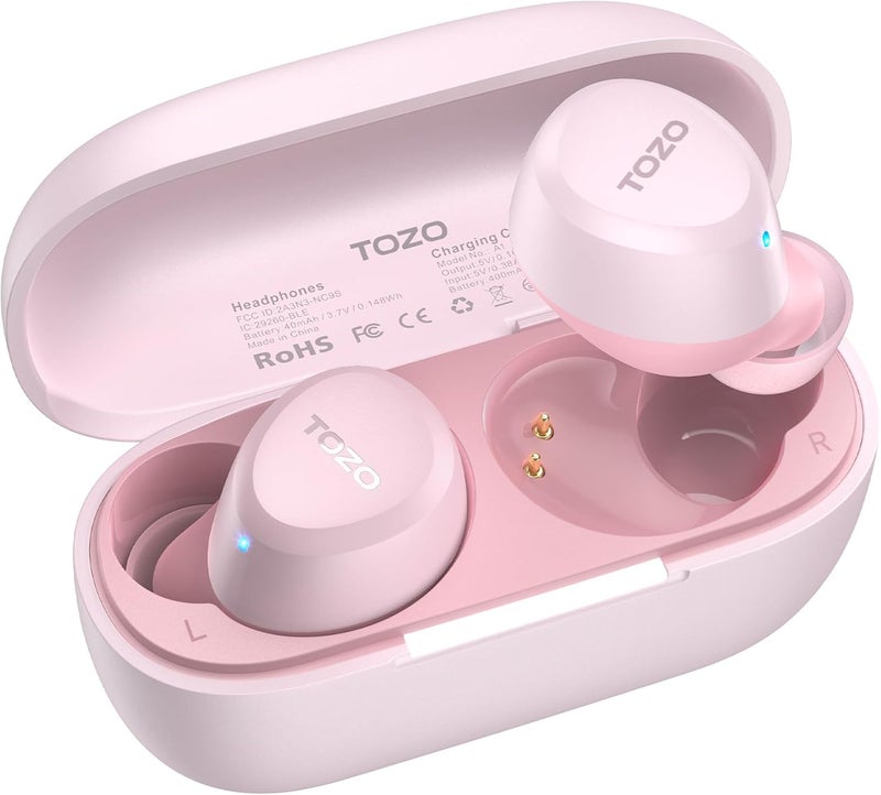 TOZO سماعات أذن لاسلكية A1 بلوتوث 5.3 خفيفة الوزن في الأذن مقاومة للماء IPX5 سماعات رأس مع ميكروفونين للمكالمات الذكية، صوت غامر ممتاز مع سماعة رأس بقاعدة شحن، تخصيص 32 إعداد EQ عبر التطبيق - Image 1