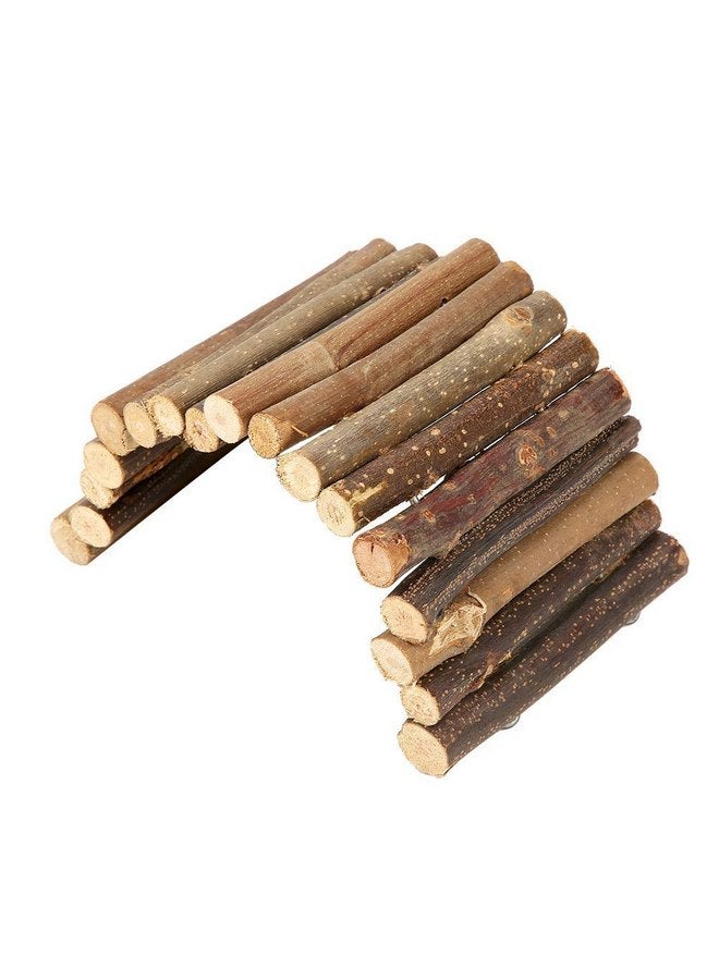 فديت سلم خشبي من Fdit Pet Ladder Bridge Bend Wooden Hamster Wood Ladder Living Fence Suspension Bridge Exercise Chew Toy for Reptile Mouse Rodents Small Animals (صغير) - Image 1