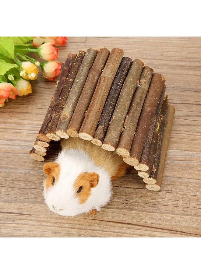 فديت سلم خشبي من Fdit Pet Ladder Bridge Bend Wooden Hamster Wood Ladder Living Fence Suspension Bridge Exercise Chew Toy for Reptile Mouse Rodents Small Animals (صغير) - Image 2