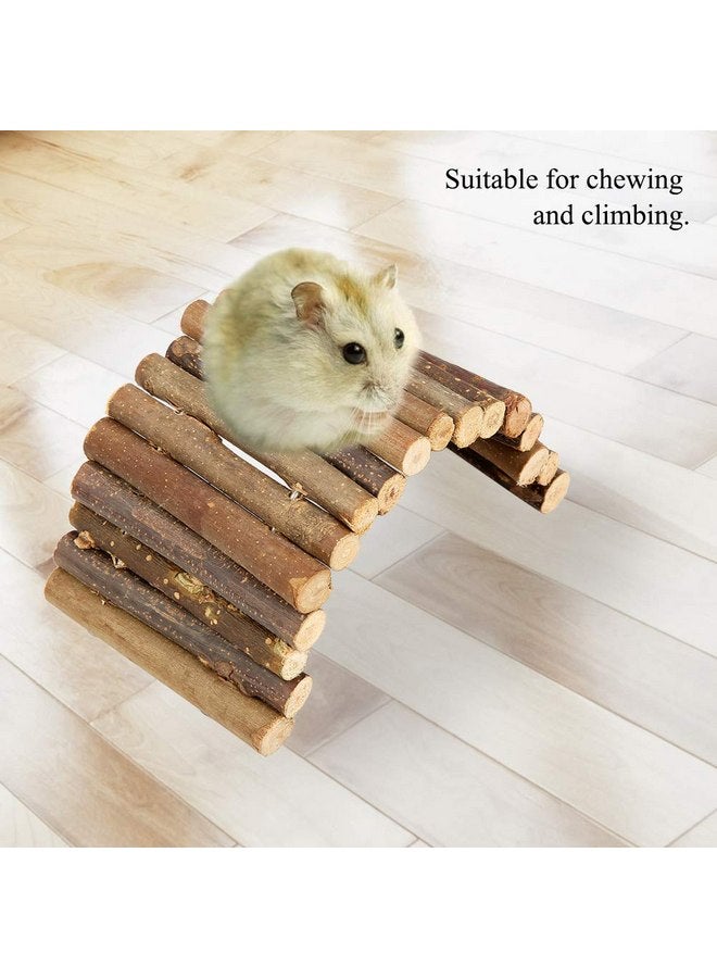 فديت سلم خشبي من Fdit Pet Ladder Bridge Bend Wooden Hamster Wood Ladder Living Fence Suspension Bridge Exercise Chew Toy for Reptile Mouse Rodents Small Animals (صغير) - Image 5