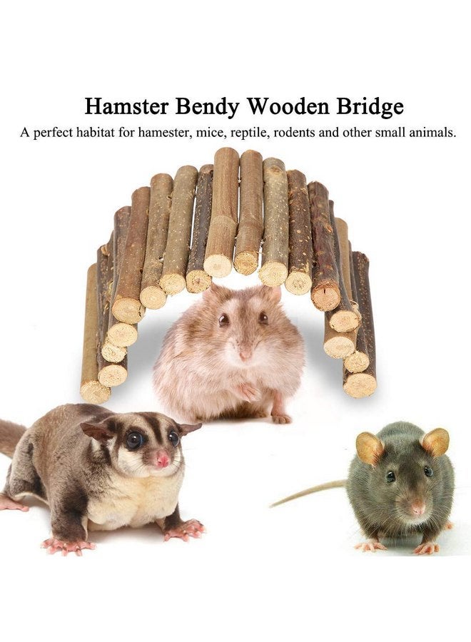 فديت سلم خشبي من Fdit Pet Ladder Bridge Bend Wooden Hamster Wood Ladder Living Fence Suspension Bridge Exercise Chew Toy for Reptile Mouse Rodents Small Animals (صغير) - Image 4