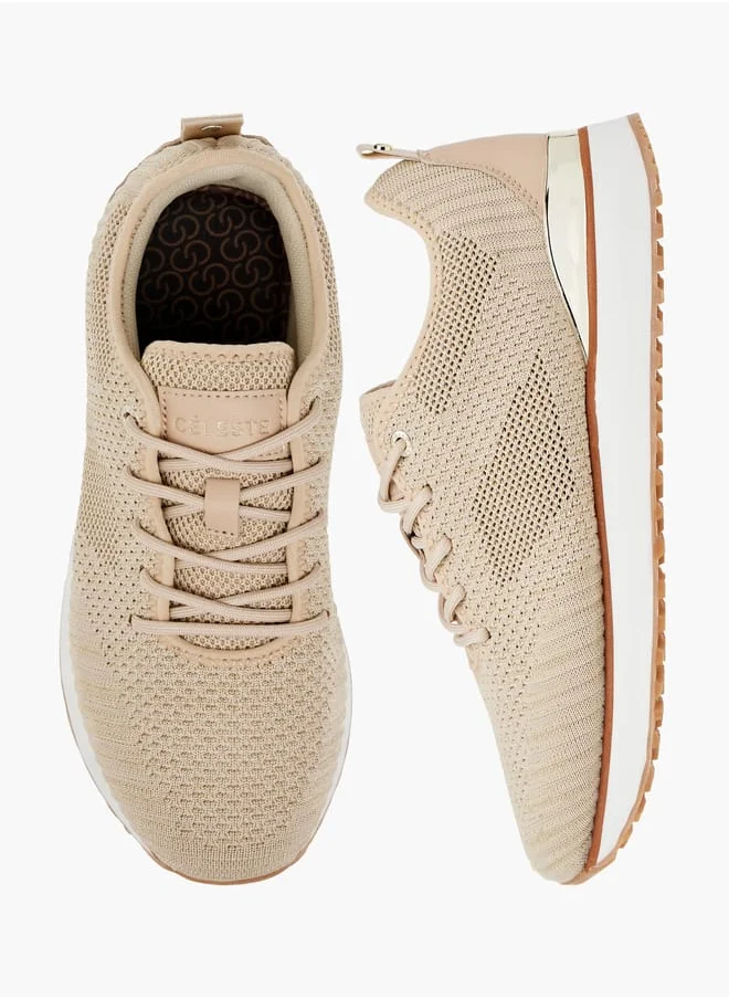 سيليست Women's Mesh Textured Sneakers with Lace-Up Closure