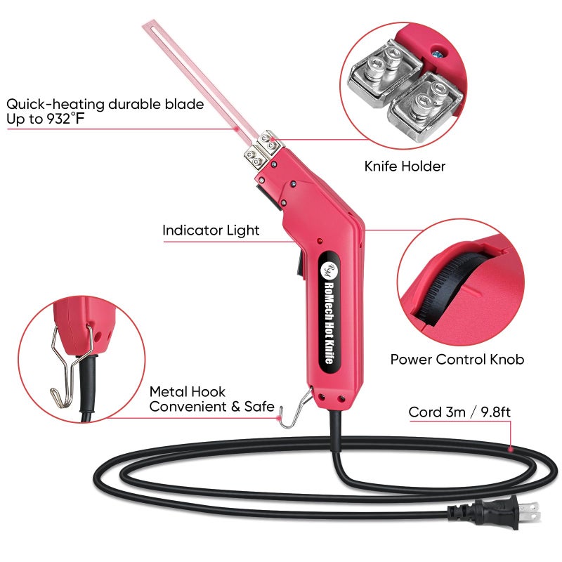 ROMECH Hot Knife Foam Cutter, 200W Electric Foam Cutting Tool Kit with Blades & Heavy-Duty Case for EPS, XPS, EVA, EPP RM-005 (200W) - Image 3