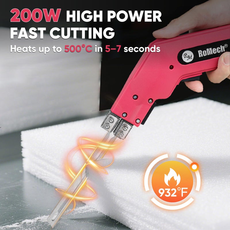 ROMECH Hot Knife Foam Cutter, 200W Electric Foam Cutting Tool Kit with Blades & Heavy-Duty Case for EPS, XPS, EVA, EPP RM-005 (200W) - Image 2