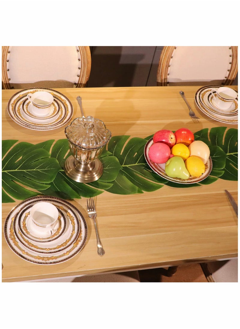Generic Artificial Palm Leaves Table Runners, KASTWAVE 72 Inch Long Tropical Palm Leaves Table Runner Faux Leaf Table Cloth for Wedding Hawaiian Theme Party Supply Table Decoration Summer (2 Pieces)  - Image 3