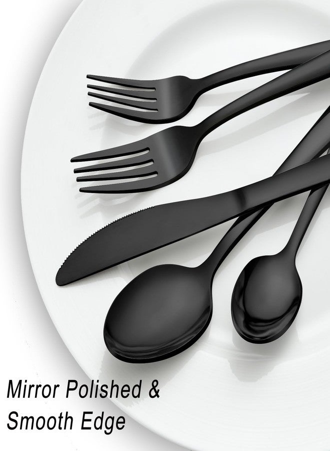 Pleafind 72Pcs Black Silverware Sets for 12 - Dishwasher Safe, Flatware Set with Steak Knives, Stainless Steel Cutlery Set, Include Forks Spoons and Knives Set, Utensil Sets for Home Restaurant - Image 3