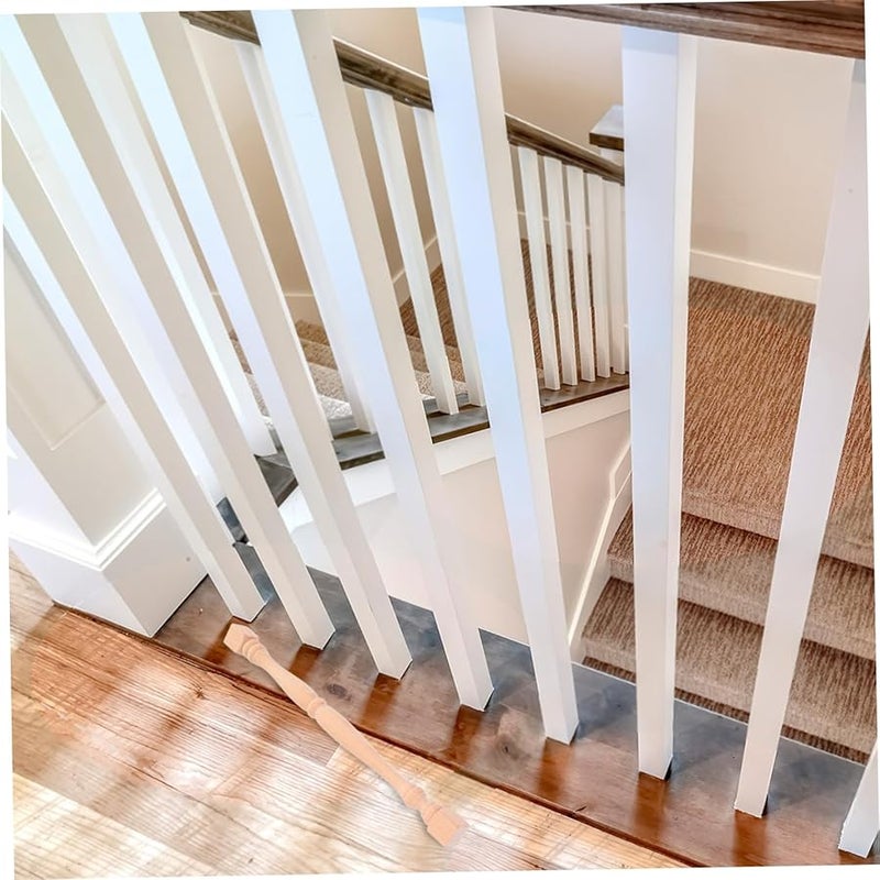 Unfinished Wooden Spindle Roman Column DIY Staircase Decorative Post 4PCS - Image 2