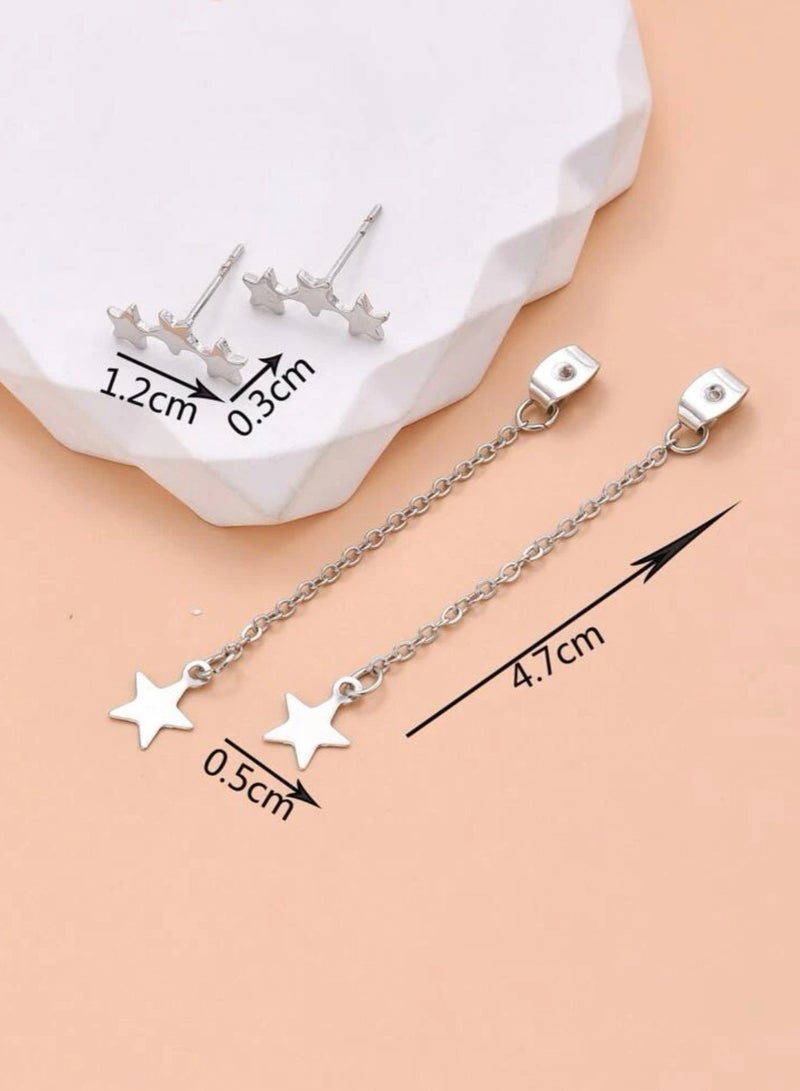 إيكوال حلق اذن نسائي بتصميم عصري وأنيق باللون الفضي - Image 4