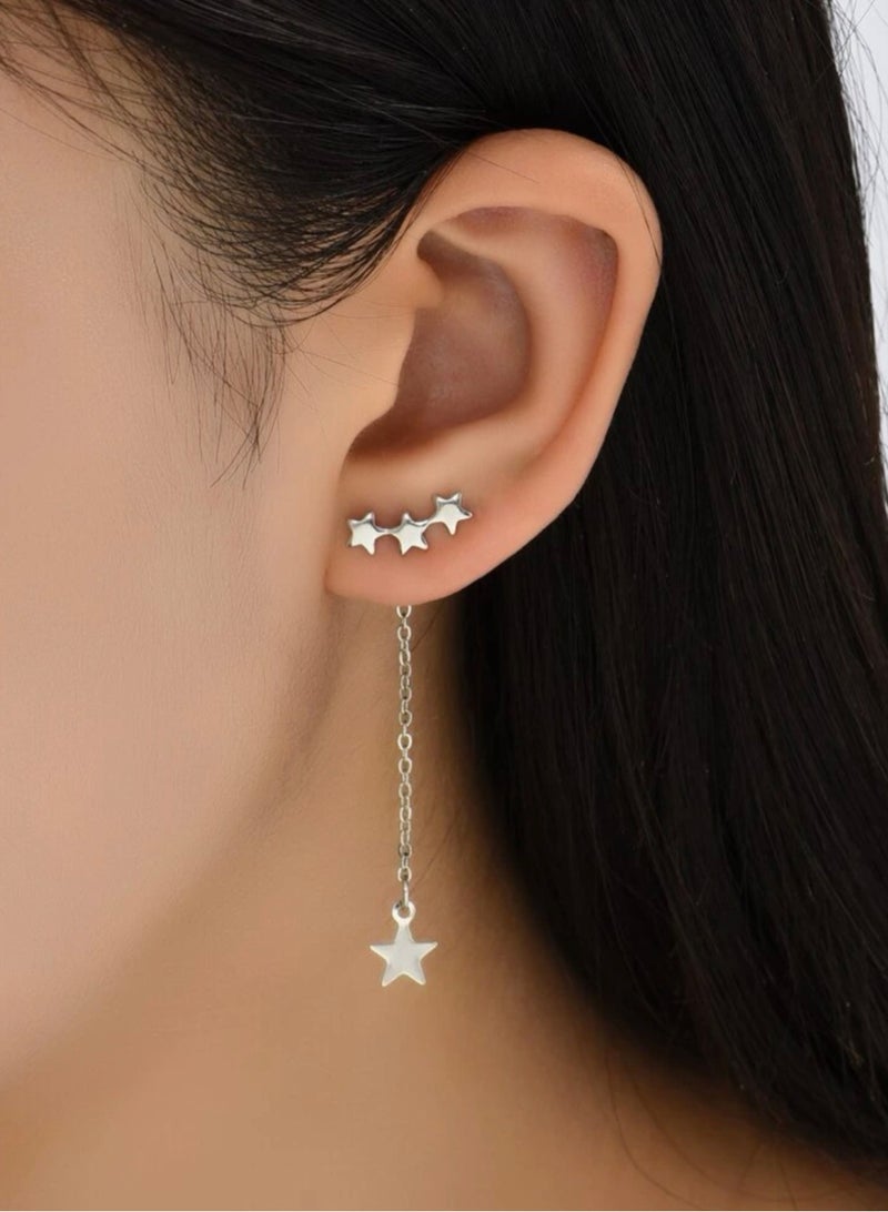 إيكوال حلق اذن نسائي بتصميم عصري وأنيق باللون الفضي - Image 2