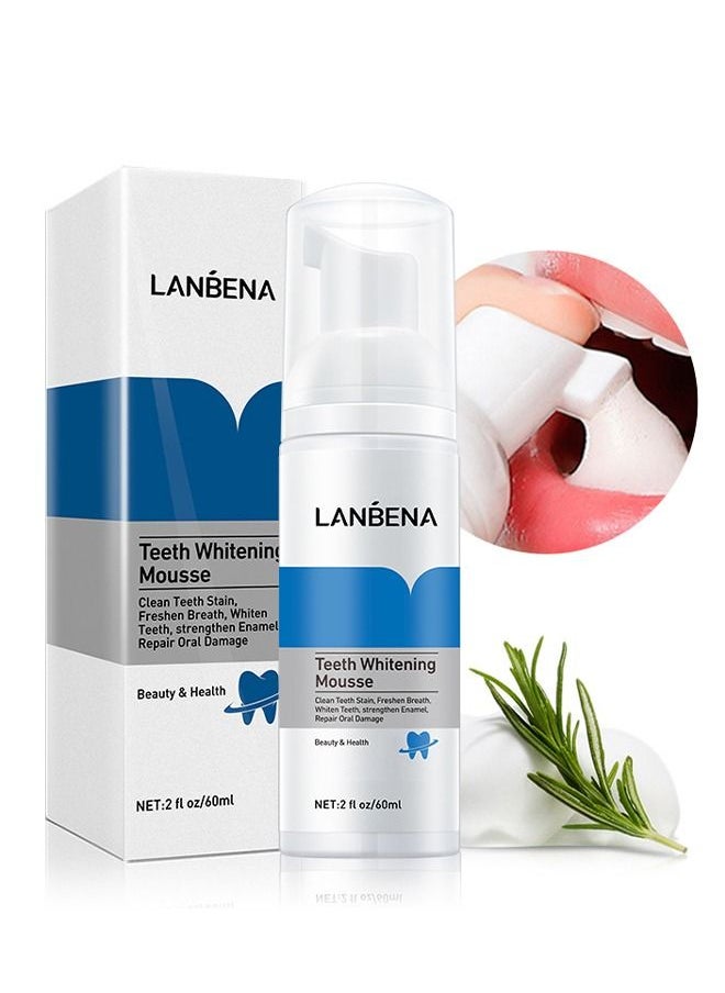 LANBENA Teeth Whitening Mousse Cleanin 60ml, Ultra-Fine Mousse Foam Deep Clean Gums, Stain Removal, Oral Care Toothpaste Replacement  - Image 1