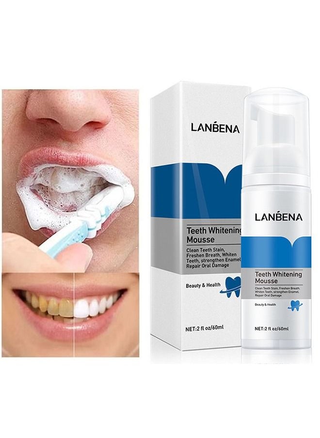 LANBENA Teeth Whitening Mousse Cleanin 60ml, Ultra-Fine Mousse Foam Deep Clean Gums, Stain Removal, Oral Care Toothpaste Replacement  - Image 4