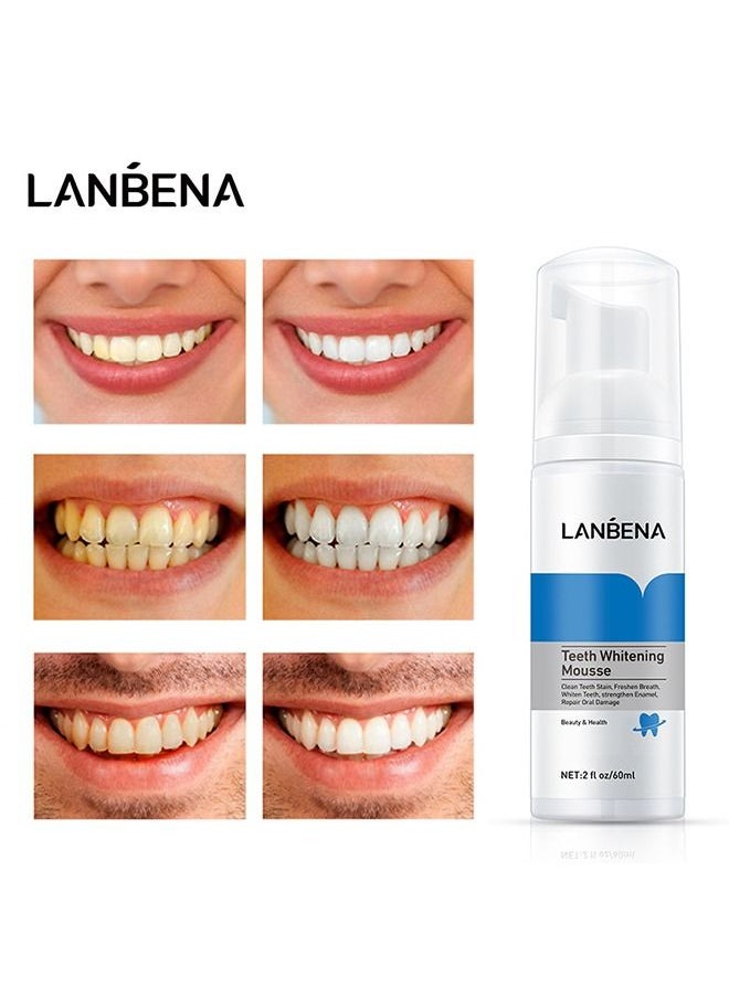 LANBENA Teeth Whitening Mousse Cleanin 60ml, Ultra-Fine Mousse Foam Deep Clean Gums, Stain Removal, Oral Care Toothpaste Replacement  - Image 2