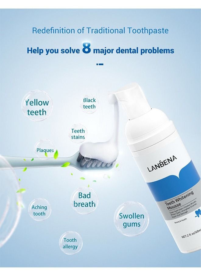 LANBENA Teeth Whitening Mousse Cleanin 60ml, Ultra-Fine Mousse Foam Deep Clean Gums, Stain Removal, Oral Care Toothpaste Replacement  - Image 3