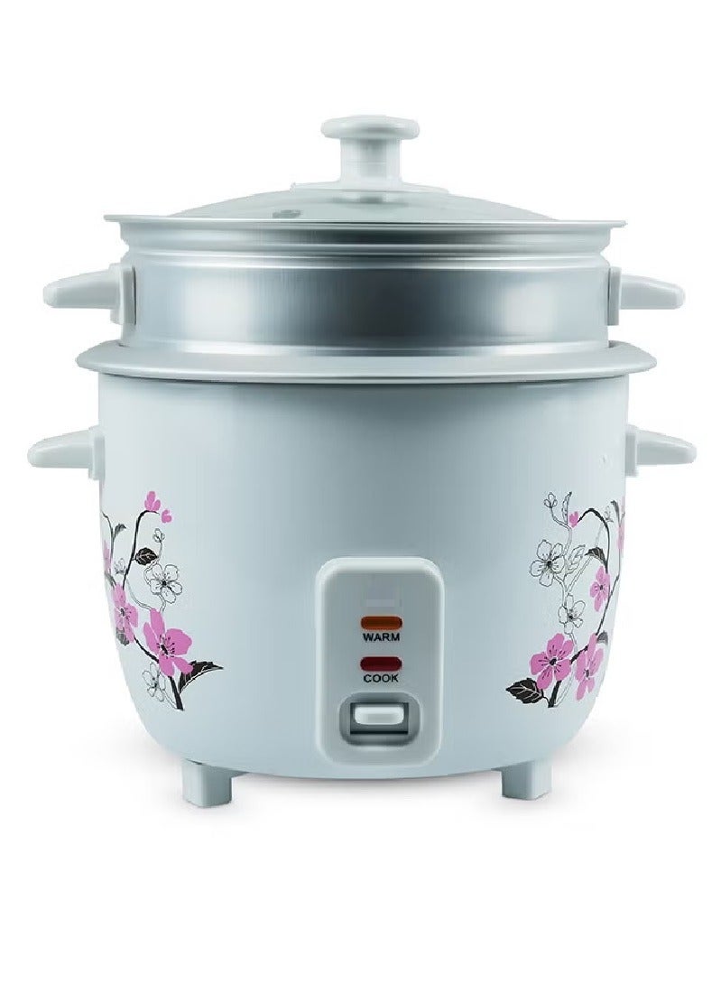 1L Electric Rice Cooker, Automatic Cooking, Keep Warm, Safety Protection, Cool Touch Body, High-Quality Heating Coil, Aluminium Inner Pot, Glass Lid Handle 1 L 400 W  White/Pink