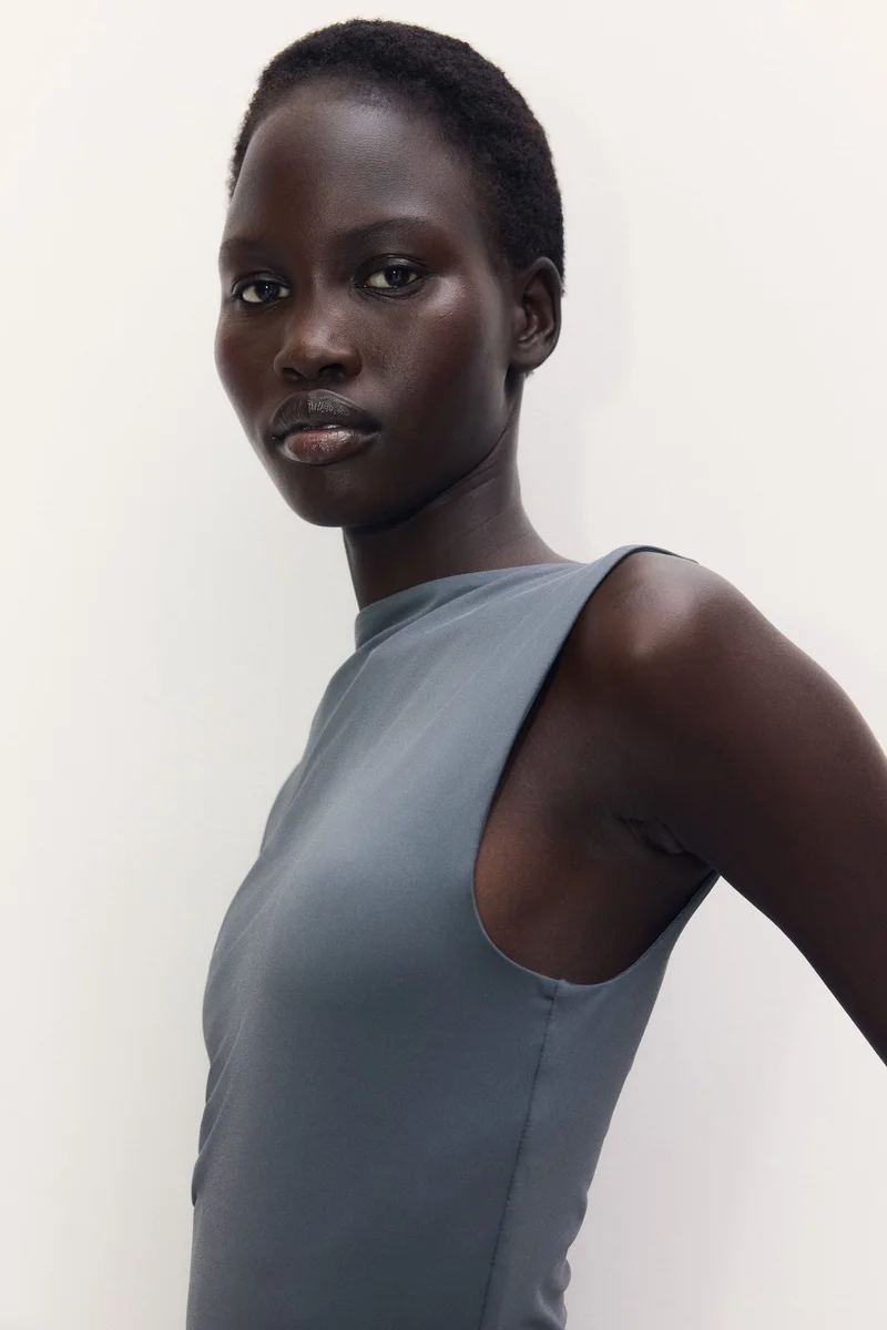 H&M Boat-neck microfibre top