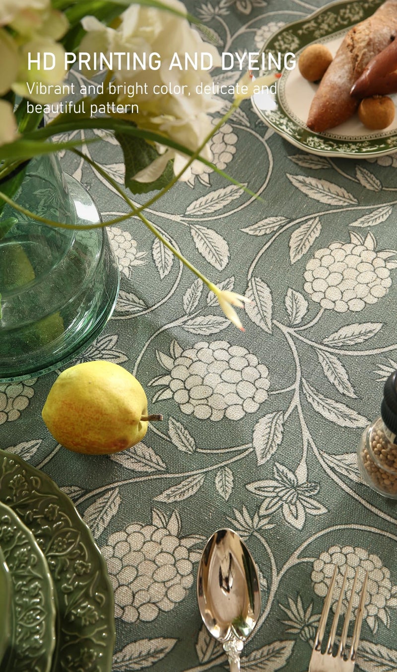 ISAENNE Designer Grayish Green Linen Small Square Tablecloth,Floral Stain Resistant Table Cloth,Vintage Decor Tablecloths for Dining Thanksgiving Kitchen Party,55"x55"-Andrew A - Image 5