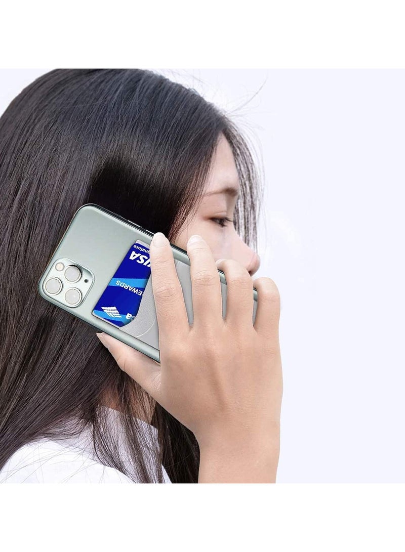 3Pcs Phone Wallet, Phone Card Holder for Back of Phone Case, Dual Pocket Phone Wallet Stick On Compatible for iPhone, Samsung and Most of Cell Phone (Black, White, Grey) - Image 2