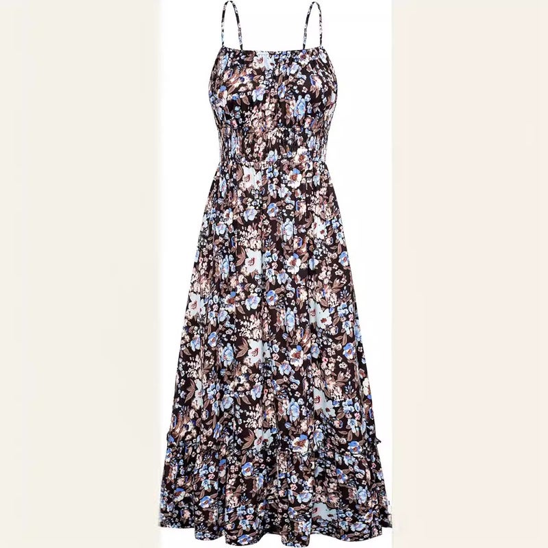 Women's Bohemian Floral Print Sleeveless Maxi Beach Dress - Image 2
