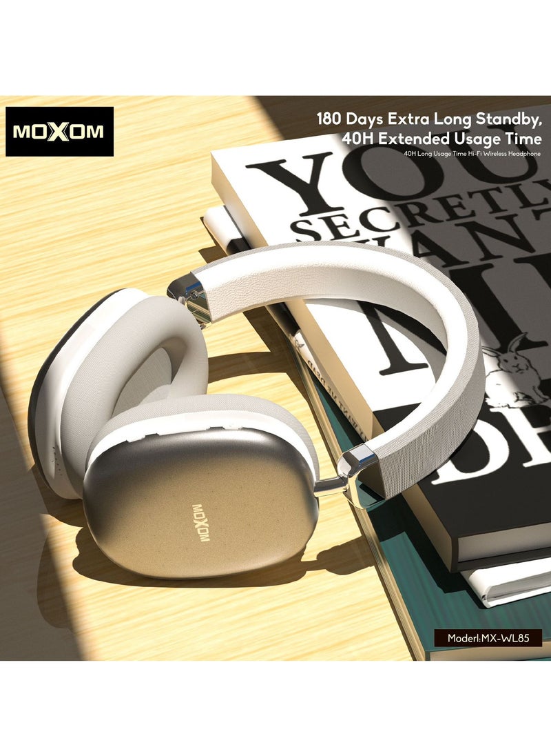 MOXOM MX-WL85 Wireless On-Ear Headphones - Pure Bass - 40H Battery - Speed Charge - Fast Usb Type-C - Foldable Hi-Fi Audio  - Image 2