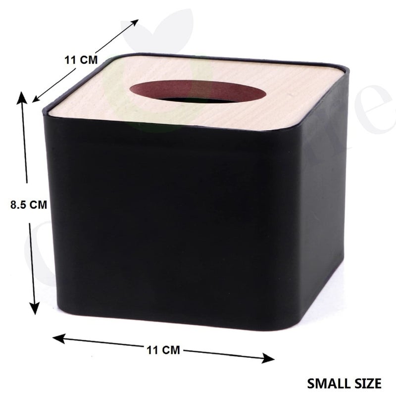 Carepure Pop Up Table Top Removable Bamboo Wooden Cover Tissue Box Dispenser Holder Square 1 Pc with 3 Pack of Tissue Paper Refill (375 PCs) - (Wooden Black) - Image 4