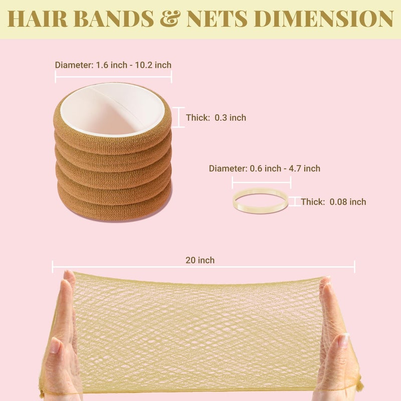 IKOCO 415pcs Bobby Pins Hair Pins Set, 200pcs U Shaped Pins & Elastic Hair Ties for Women with Hair Net, Gold - Image 4