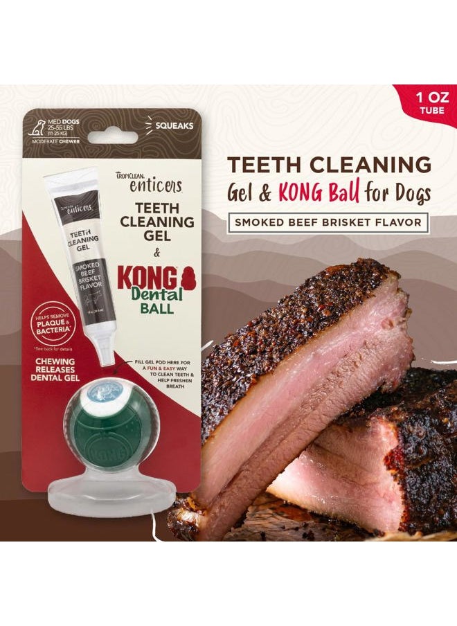 TropiClean Enticers Kong Dental Ball Kit for Medium Dogs | Teeth Cleaning Gel | Smoked Beef Brisket Flavor | 1 oz.  - Image 2