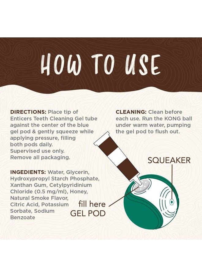 TropiClean Enticers Kong Dental Ball Kit for Medium Dogs | Teeth Cleaning Gel | Smoked Beef Brisket Flavor | 1 oz.  - Image 3