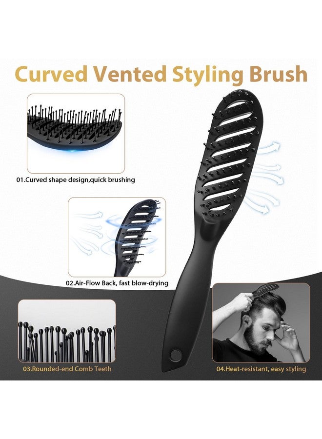 DUAIU 7Pcs Men'S Hair Styling Set: Vent Brush, Round Brush, Wide-Tooth Comb, Texture Comb For Blow Drying, Detangling, Grooming, And Hairdressing - Image 1
