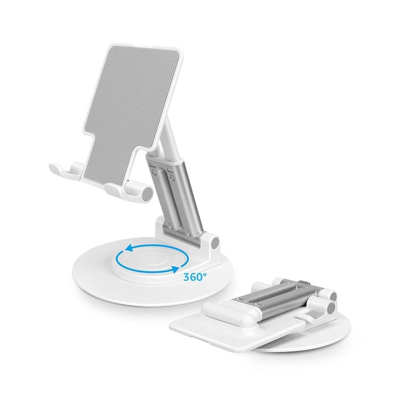 Dyazo Foldable Tablet Stand | Holder Compatible for Desk Compatible for Samsung Galaxy Tabs, iPad All Other Tablets Up to 12.9 inch with 360 Degree Rotation (White) - Image 2