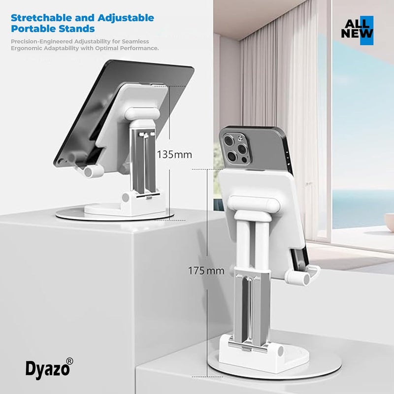 Dyazo Foldable Tablet Stand | Holder Compatible for Desk Compatible for Samsung Galaxy Tabs, iPad All Other Tablets Up to 12.9 inch with 360 Degree Rotation (White) - Image 3