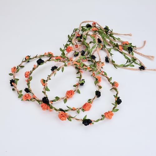 DDazzling Flower Crown Floral Wreath Headband Floral Garland Headbands Photo Props,Rose Flower Crown Kit, 3 Piece (Rainbow) - Image 3