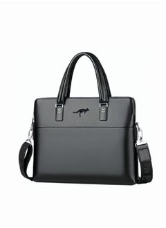 Leather Laptop Briefcase for Men Classic PU Business Leather Briefcase 14-Inch Laptop Bag Large Slim Messenger Bag Soft Top Handle Handbag with Long Straps for Men Travel Office Work
