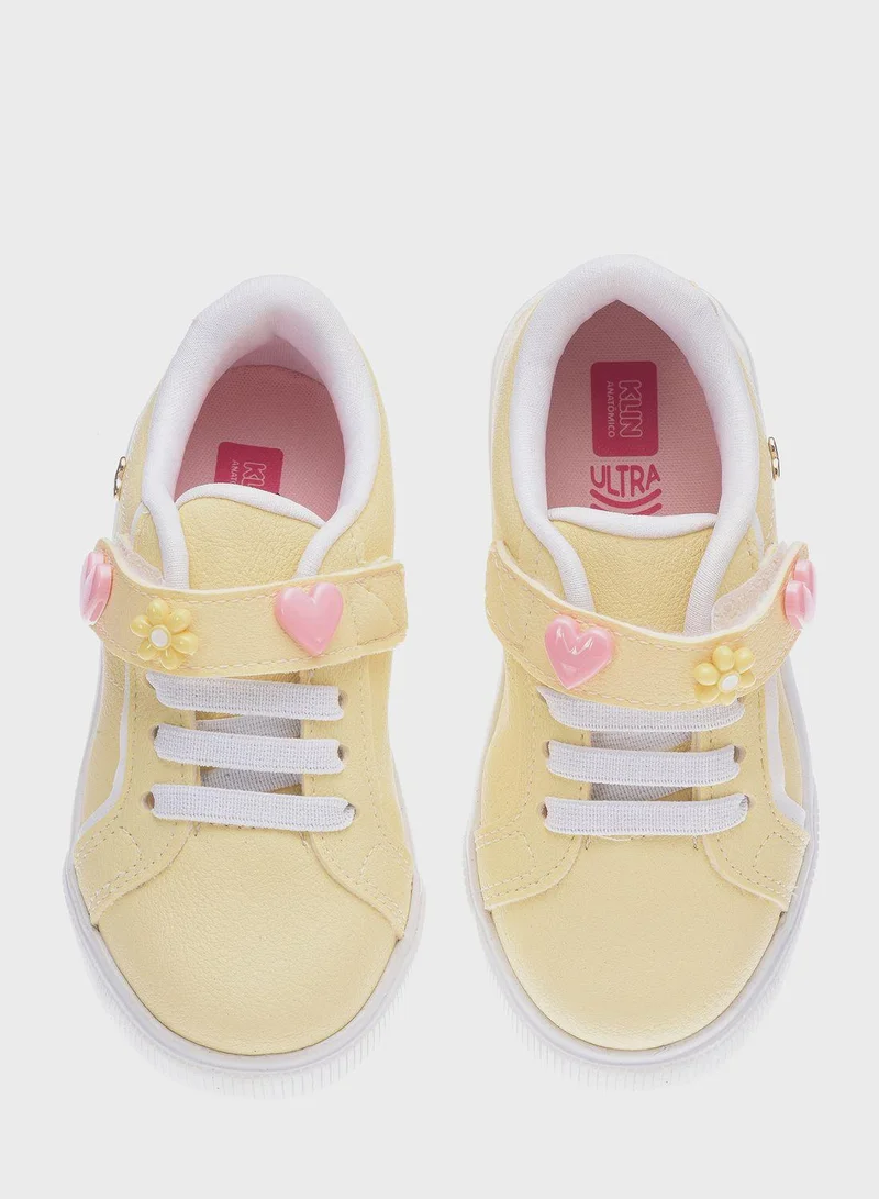 Klin Kids Heart Print Velcro Sneakers
