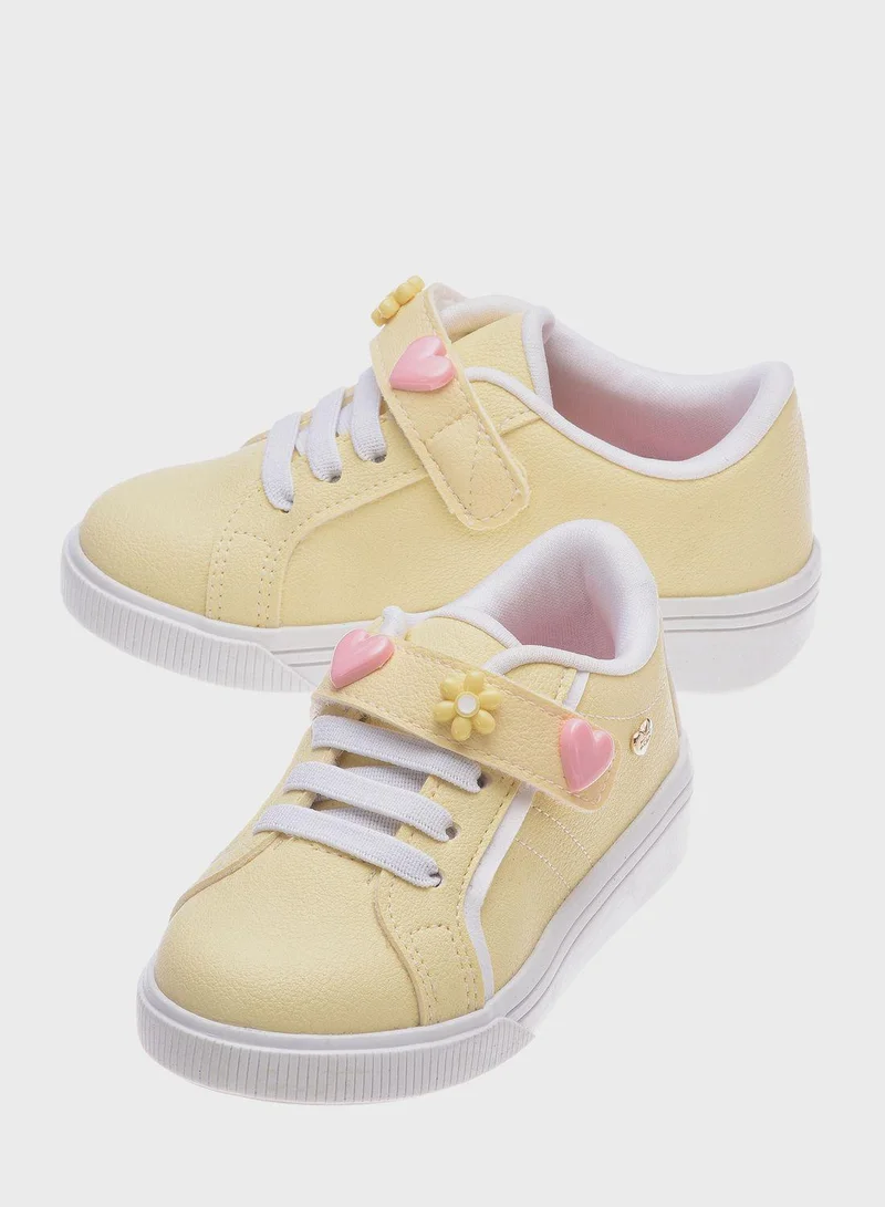 Klin Kids Heart Print Velcro Sneakers