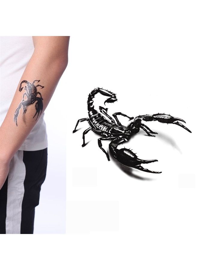 Yeeech 3D Scorpion Temporary Tattoos Sticker for Men Black (2 Sheets) - Image 1