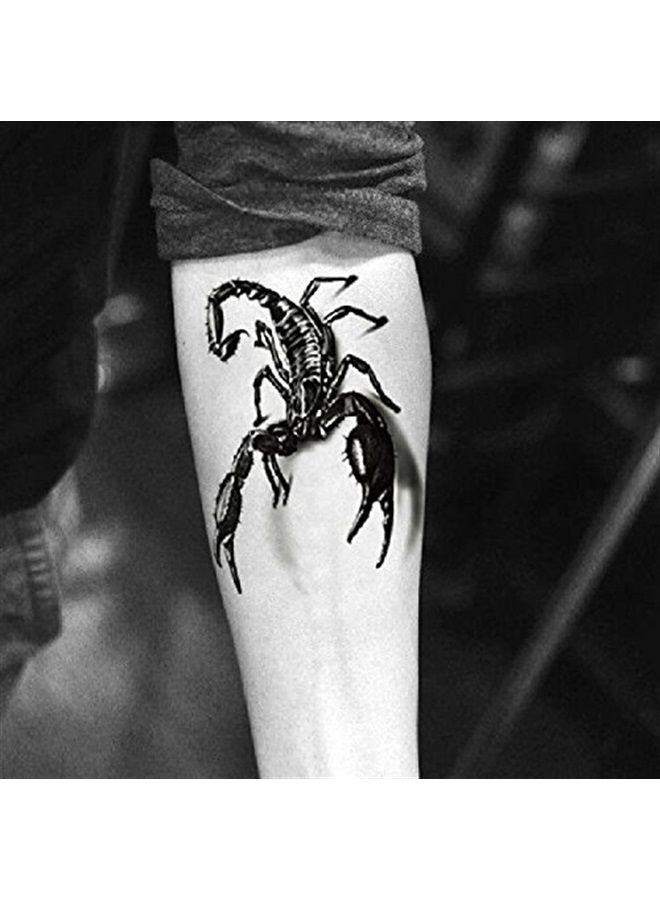 Yeeech 3D Scorpion Temporary Tattoos Sticker for Men Black (2 Sheets) - Image 2