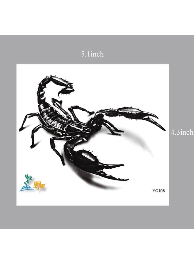 Yeeech 3D Scorpion Temporary Tattoos Sticker for Men Black (2 Sheets) - Image 3