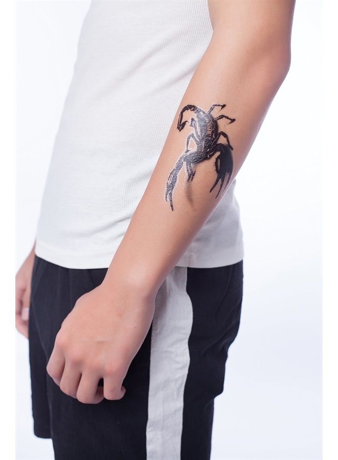 Yeeech 3D Scorpion Temporary Tattoos Sticker for Men Black (2 Sheets) - Image 5