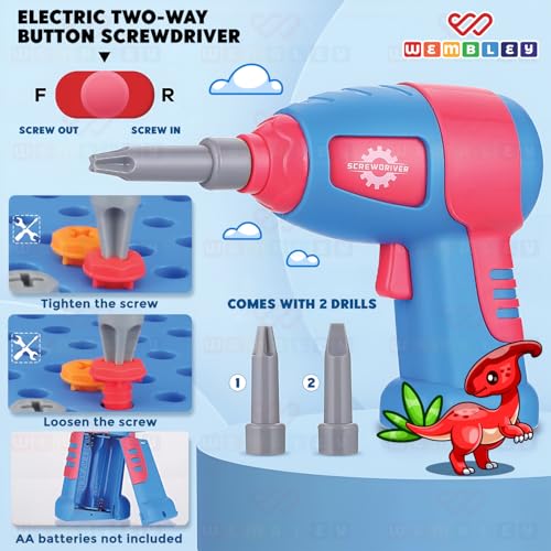 Wembley Electric Drill Screw Puzzle Set| Creative Dinosaur Themed Art Puzzle for Kids| 351 Pieces with Electric Screwdriver| 2D & 3D Building Block Kit| STEM Educational Activity Set for Boys & Girls - Image 4