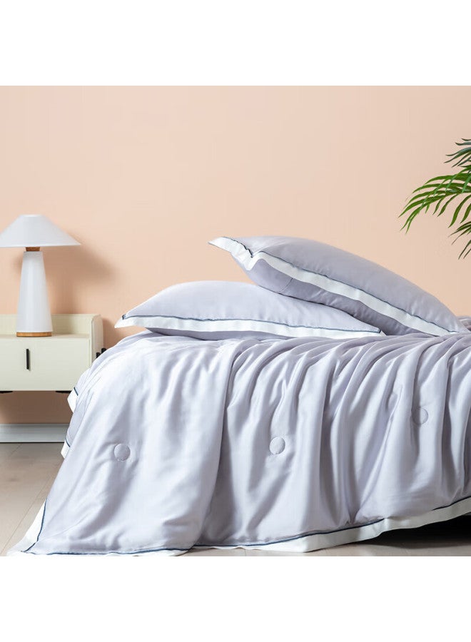 La Torretta Air Conditioning Quilt, Summer Cool Quilt, Washable, 80-count Lenzing Tencel Ice Silk Thin Quilt Core, 150*200cm, Elegant Gray - Image 3