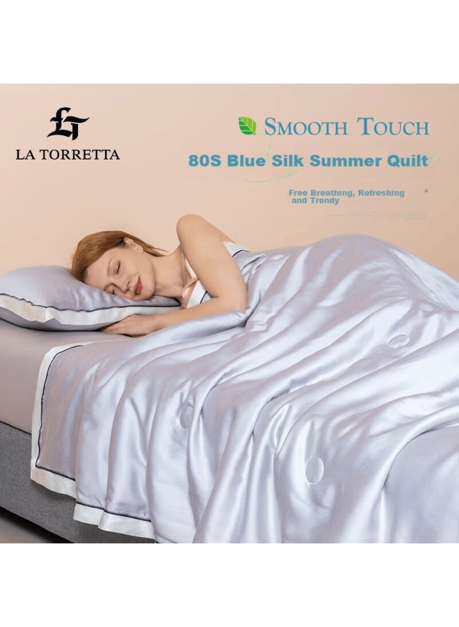 La Torretta Air Conditioning Quilt, Summer Cool Quilt, Washable, 80-count Lenzing Tencel Ice Silk Thin Quilt Core, 150*200cm, Elegant Gray - Image 1