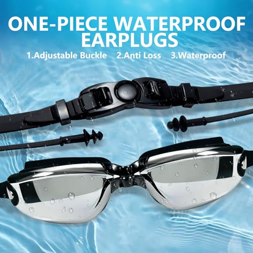 Airoads Shortsighted Swim Goggles Nearsighted Swimming Goggles Leakproof Anti Fog Swimming Goggles for Adult Men Women Youth (-3, Black) - Image 3