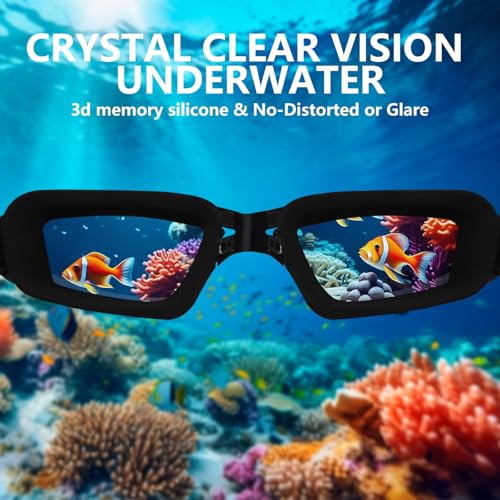 Airoads Shortsighted Swim Goggles Nearsighted Swimming Goggles Leakproof Anti Fog Swimming Goggles for Adult Men Women Youth (-3, Black) - Image 4