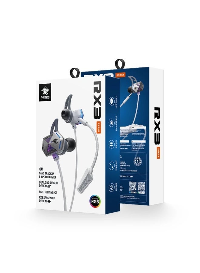 PLEXTONE RX3 Space Edition Type-C RGB Gaming Headset with Long-Length Microphone, E-Sports Gaming Headset, 5th Generation Tracking Speaker, Volume Control, Grey - Image 2