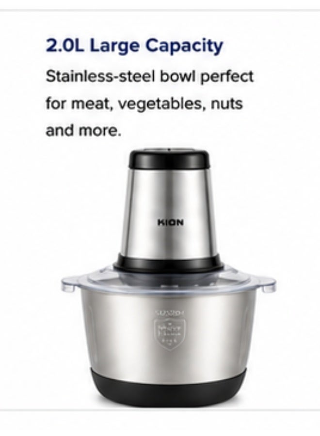 KION Food Chopper 400W 2.0L Stainless Steel Bowl With 2 Speeds - CSU50S20S00 2 L 400 W CSU50S20S00 Silver / Black - Image 2