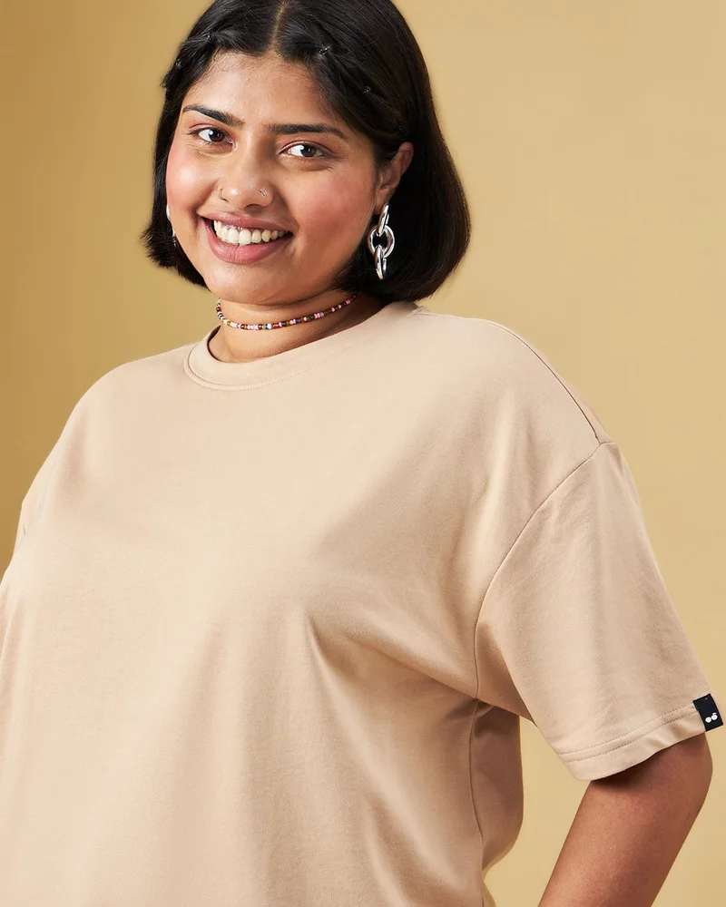 بيواكوف تيشيرت نسائي بني كبير الحجم