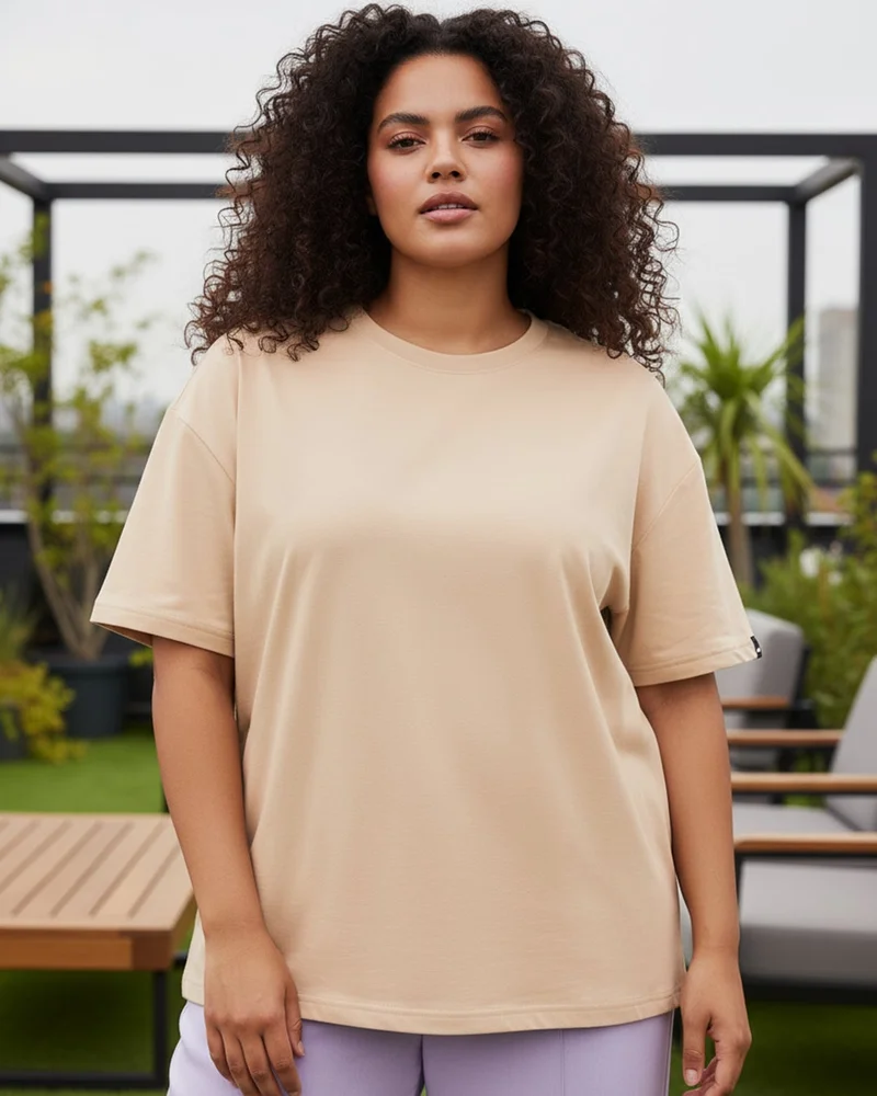 bewakoof  Women's Brown Oversized Plus Size T-shirt for Women | Best Price UAE