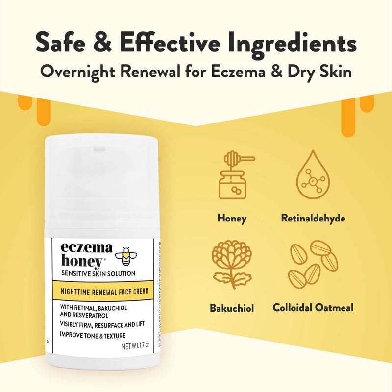 ECZEMA HONEY Concentrated Nighttime Renewal Face Cream - Anti Aging Skin Care Products - Unscented Face Moisturizer for Eczema, Dry & Sensitive Skin (1.7 Oz) - Image 2