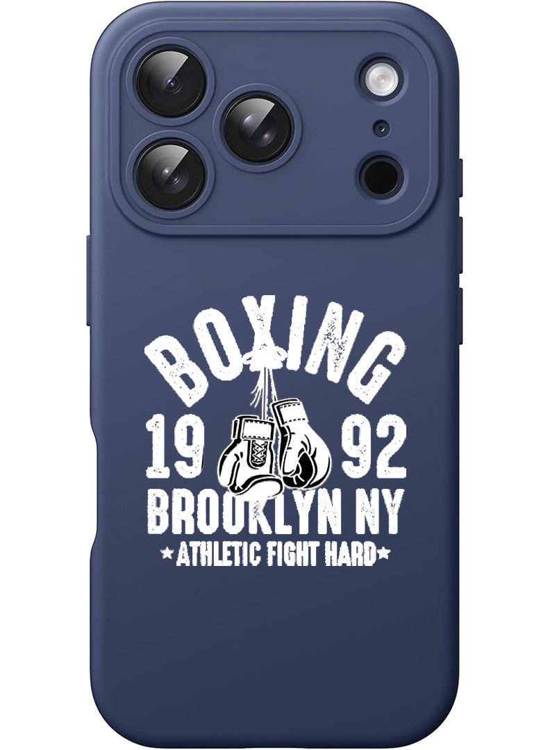 Theodor Protective Slim Fit Case Liquid Silicone Cover with Full Body Protection Anti-Scratch Shockproof Case For Apple iPhone 17 Pro (Blue) Boxing Brooklyn - White - Image 1